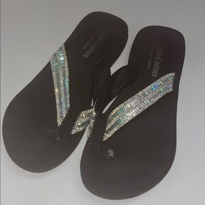 Juicy Couture Black Sandals with Sparkling Accents size 7.5-8 preowned